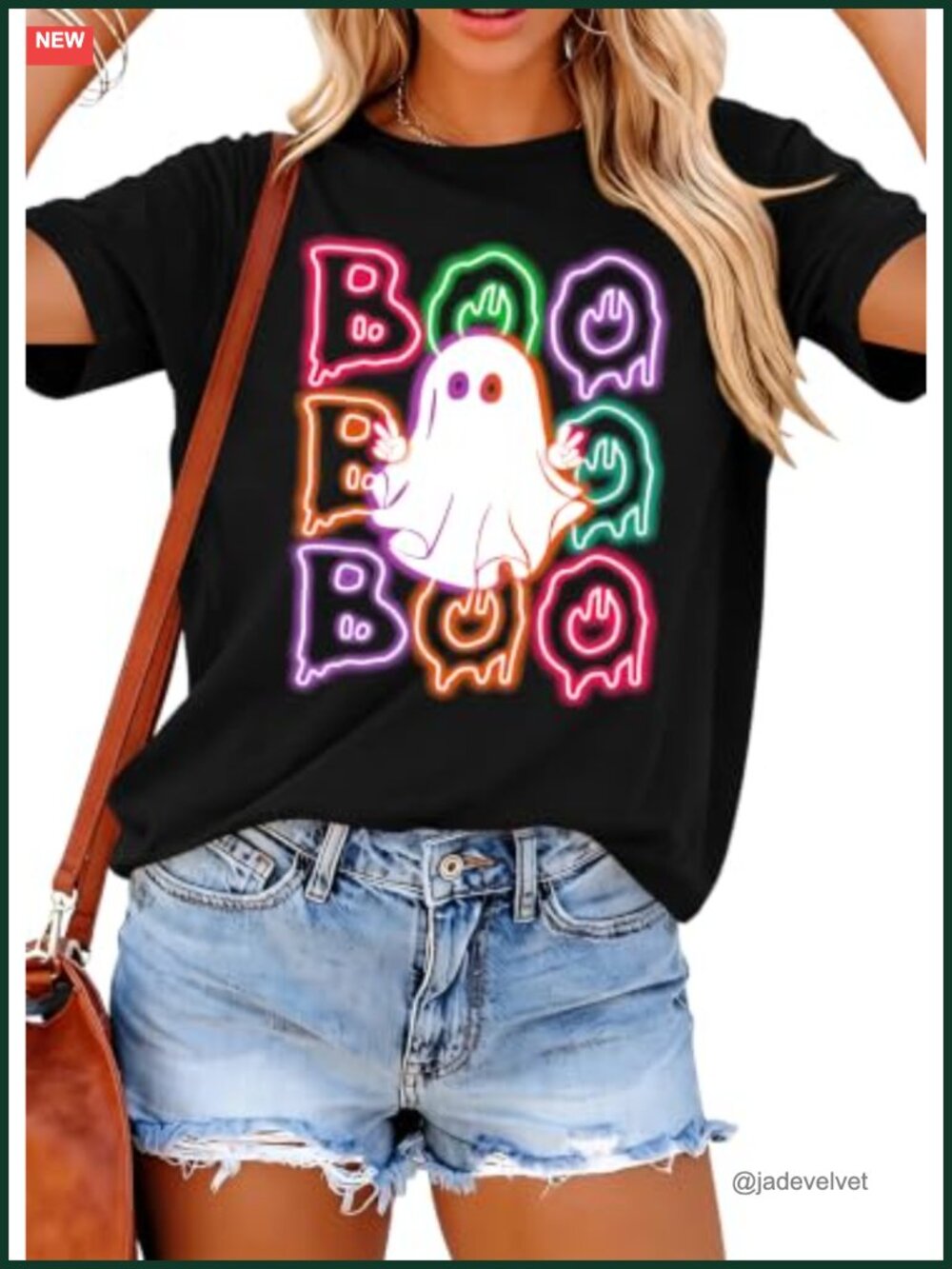 Halloween Ghost T-Shirt Women Boo Spooky Season Short Sleeve Tee